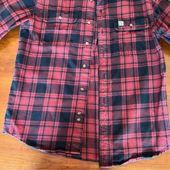 Carhartt Men’s Original Fit Flannel Red Plaid Button Down shirt M - Picture 6 of 9